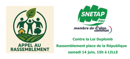 Lire la suite à propos de l’article Samedi 14 juin 2025 : Rassemblement contre la loi Duplomb à Lille
