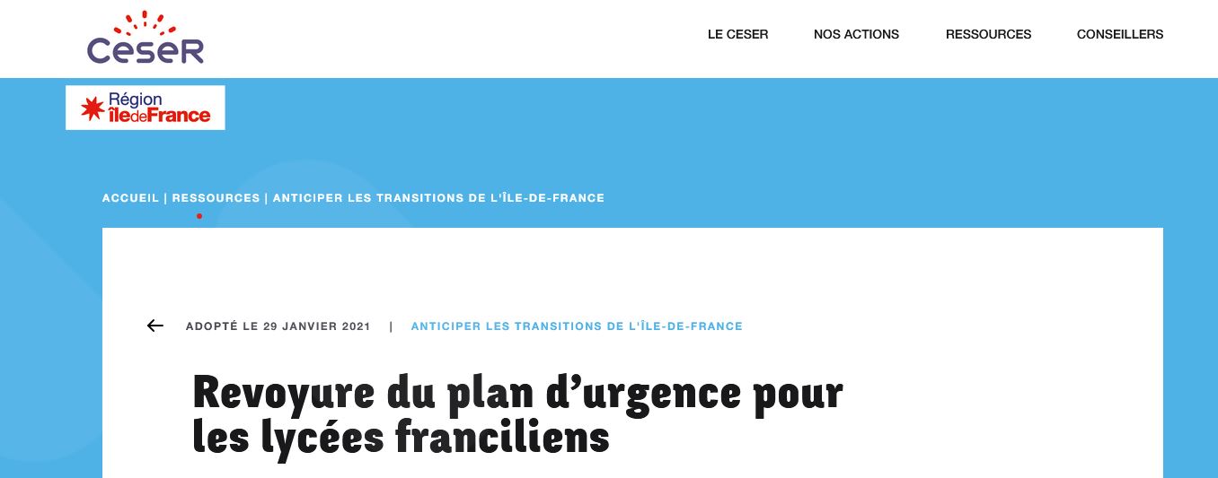 Lire la suite à propos de l’article Revoyure du plan d’urgence pour les lycées franciliens
