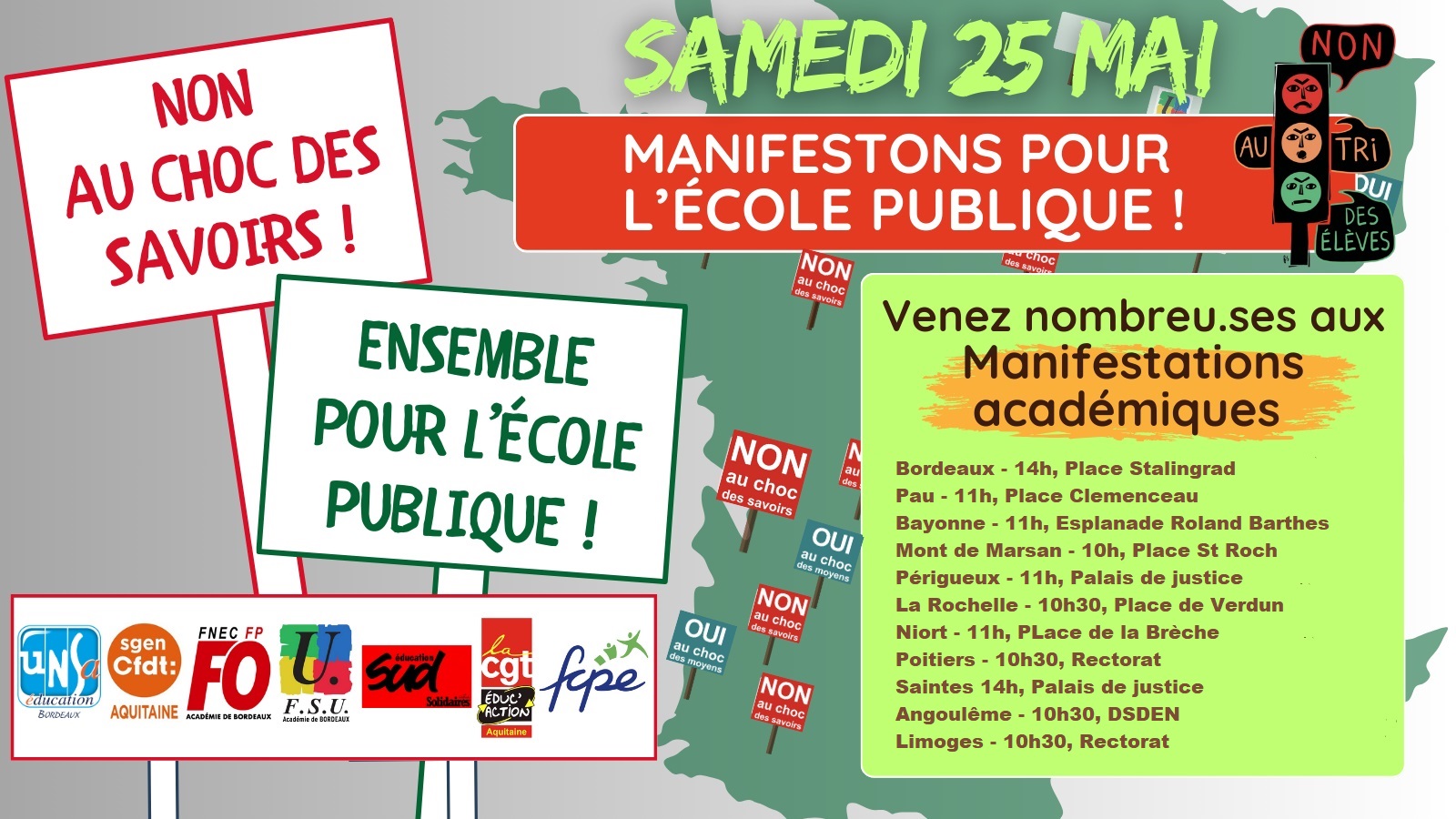 You are currently viewing Samedi 25 mai – Mobilisation pour dire non au « choc des savoirs »