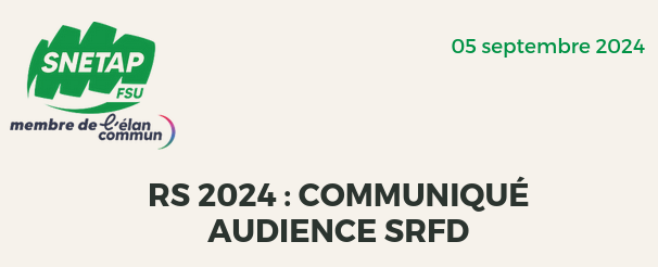 You are currently viewing RS 2024: communiqué audience SRFD